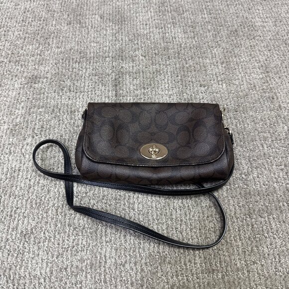 Coach Mini Turnlock Crossbody Bag Brown Size Small - Picture 1 of 8